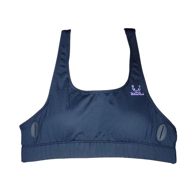 Sz M Women's Sport Bra The Original Wine Rack Booze Black with pad only bra - Picture 3 of 5